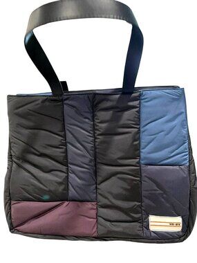 We-Ar4 Oversized Quilted Patchwork Tote Travel Gym Bag Leather Handles New